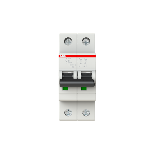 Miniature Circuit Breaker - S200 - 2P - 8 A - C - (AC) 6 kA