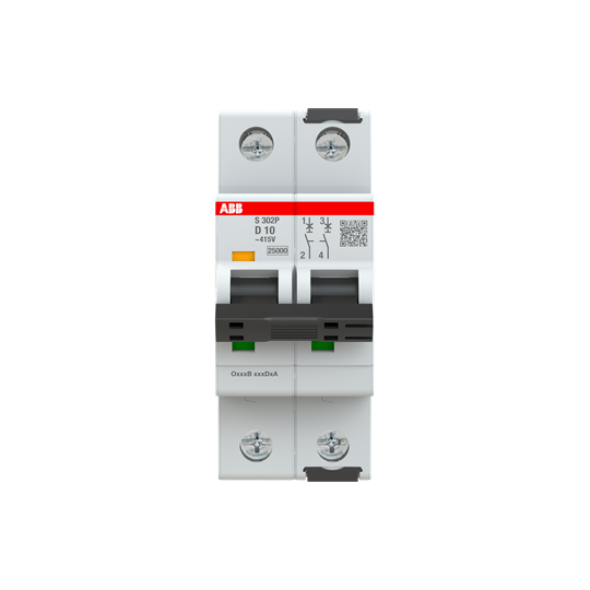 Miniature Circuit Breaker - S300P - 2P - 10 A - D - (AC) 25 kA