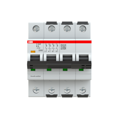 Miniature Circuit Breaker - S300P - 4P - 6 A - B - (415 V AC) 100 kA