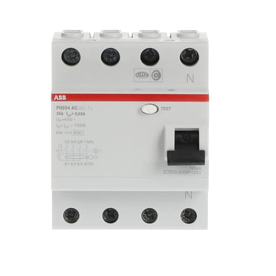 Residual Current Circuit Breaker FH200 - 4P - 30 mA - 25 A - Type AC
