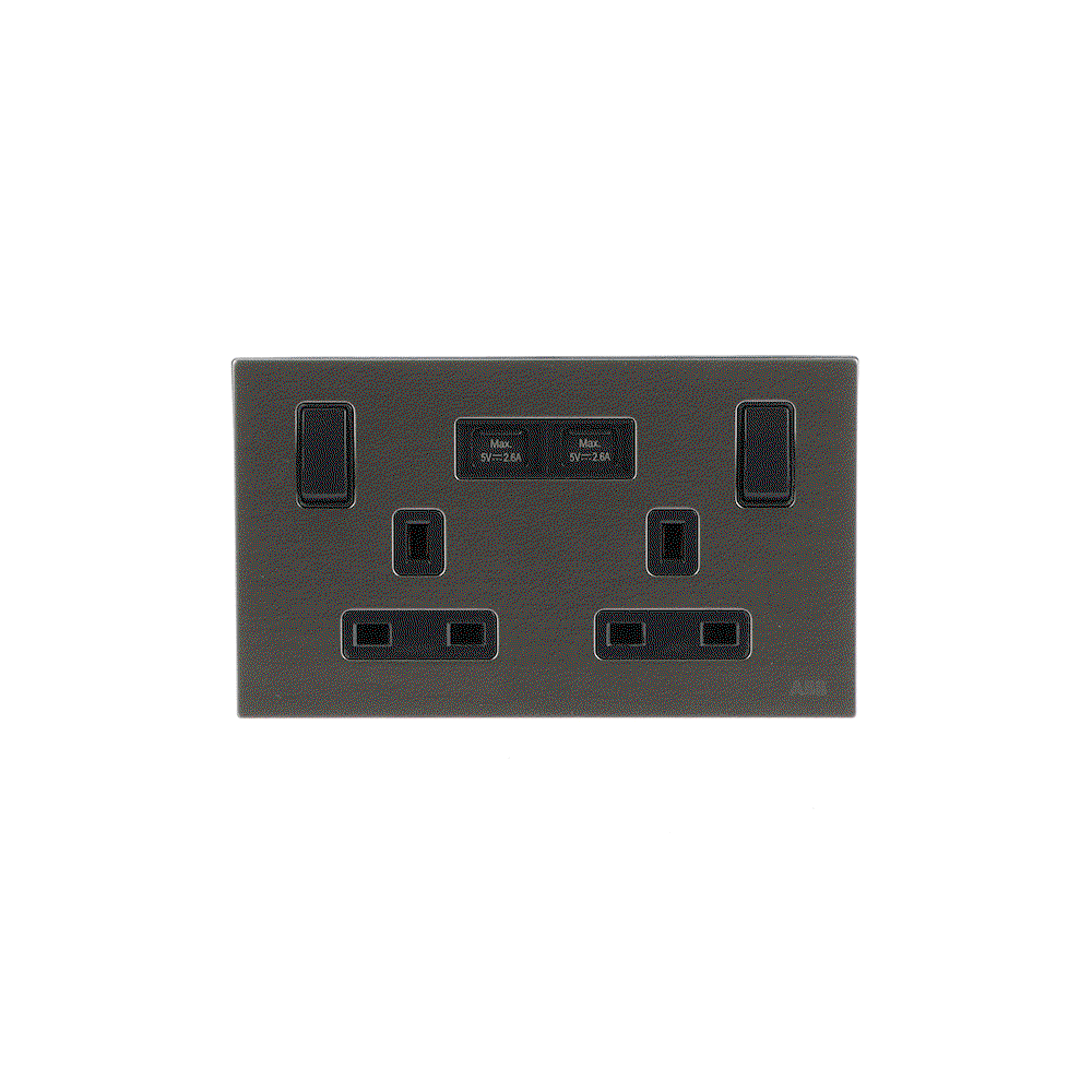 Socket outlet BS with USB Power Socket Outlets - British acc. to BS1363 Stainless steel  - Millenium