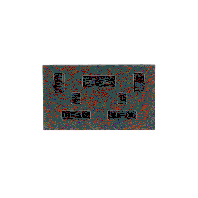 Socket outlet BS with USB Power Socket Outlets - British acc. to BS1363 Stainless steel  - Millenium