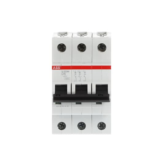 Miniature Circuit Breaker - S200M - 3P - 6 A - D - (AC) 10 kA