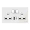 Socket outlet BS with USB White Glass - Millenium