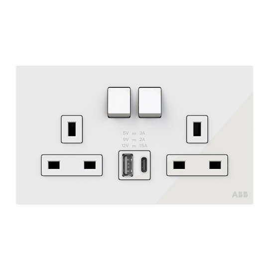 Socket outlet BS with USB White Glass - Millenium – Image 3 of 3