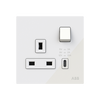 Socket outlet BS with USB White Glass - Millenium