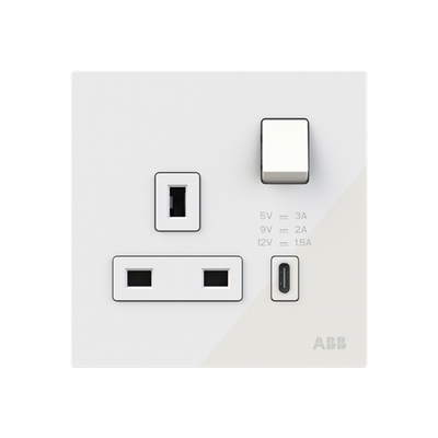 Socket outlet BS with USB White Glass - Millenium
