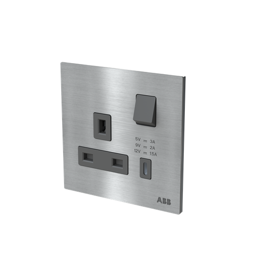 Socket outlet BS with USB Stainless steel - Millenium