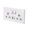 Socket outlet BS with USB White Glass - Millenium
