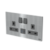 Socket outlet BS with USB Stainless steel - Millenium