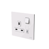 Socket outlet BS with USB White Glass - Millenium