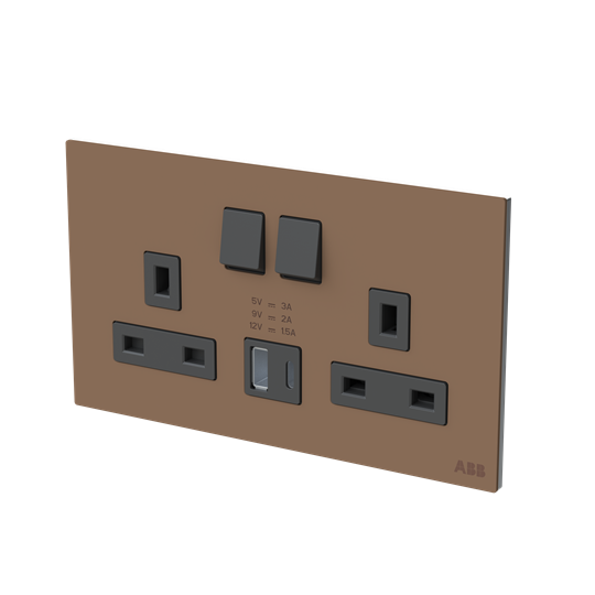Socket outlet BS with USB Mocha Brown - Millenium