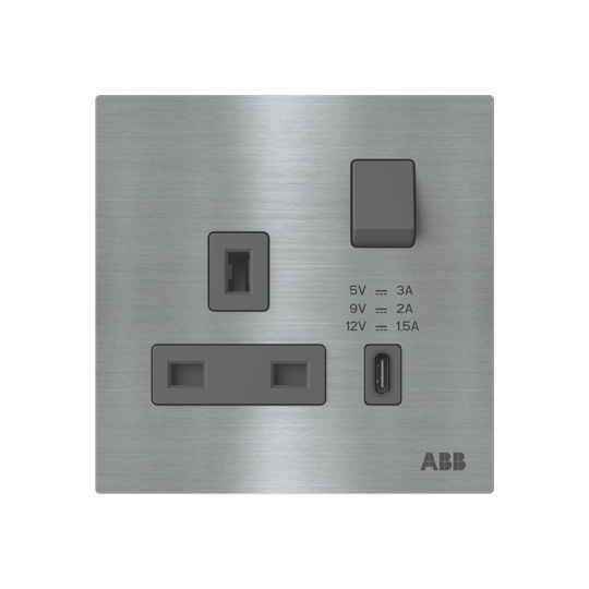 Socket outlet BS with USB Stainless steel - Millenium – Image 3 of 3