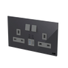Socket outlet BS with USB Black Glass - Millenium