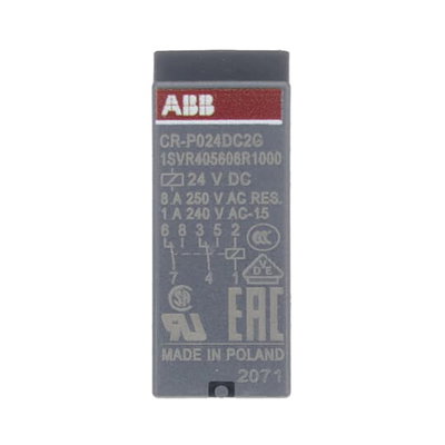CR-P024DC2G Pluggable interface relay 2c/o,A1-A2=24VDC, 250V/8A, gold contacts