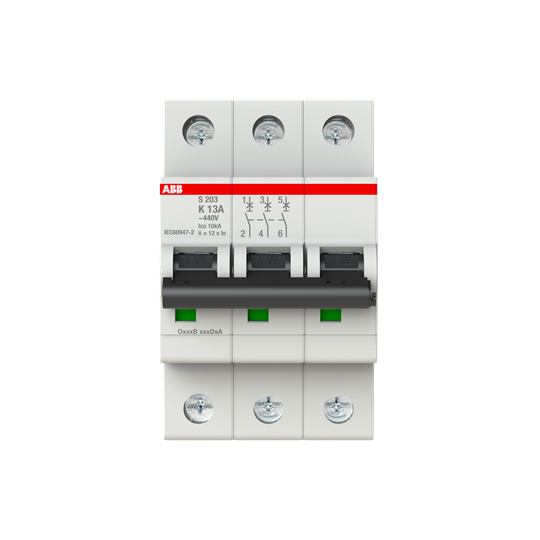 Miniature Circuit Breaker - S200 - 3P - 13 A - K - (AC) 6 kA