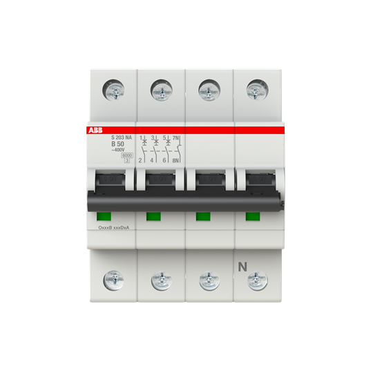 Miniature Circuit Breaker - S200 - 3P+N - 50 A - B - (AC) 6 kA