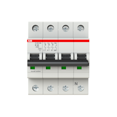 Miniature Circuit Breaker - S200 - 3P+N - 50 A - B - (AC) 6 kA