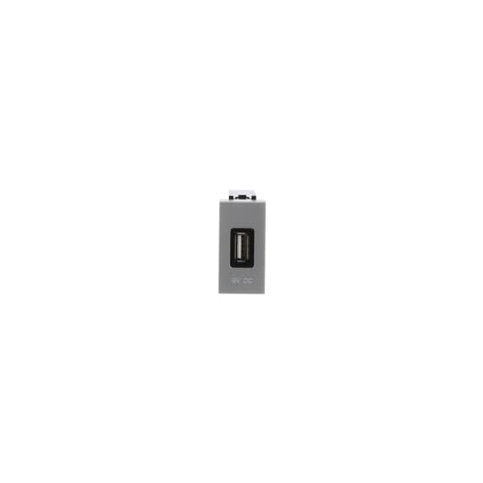 USB charger 2.000mA, 1-gang - 1M - Silver Breakout cable with USB A Silver - Zenit