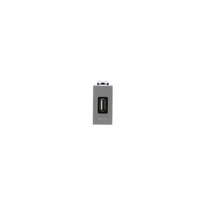 USB charger 2.000mA, 1-gang - 1M - Silver Breakout cable with USB A Silver  - Zenit