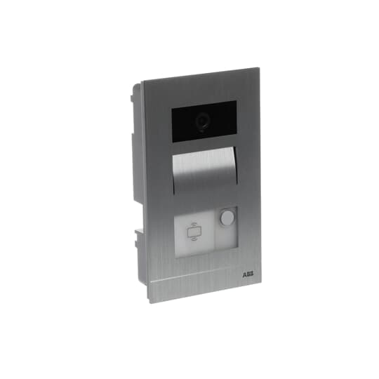 Mini video outdoor station (105mm width, FM), 1 pushbutton, with ID card reader, with flush mounted box, 1 button(s), aluminium – Görsel 2 / 3