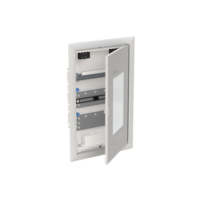 Multimedia unit  UK600 Media, Flush-/ hollow wall mounting, 36 modules, 3 row(s), IP30,  Door: Single, Steel Sheet, Transparent, Dimensions: 622 mm x 384 mm x 97 mm