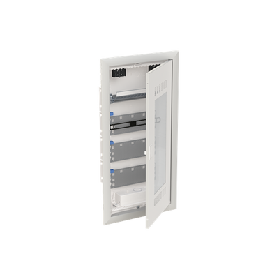 Multimedia unit  UK600 Media, Flush-/ hollow wall mounting, 48 modules, 4 row(s), IP30,  Door: Single, Steel Sheet, Transparent, Dimensions: 747 mm x 384 mm x 97 mm