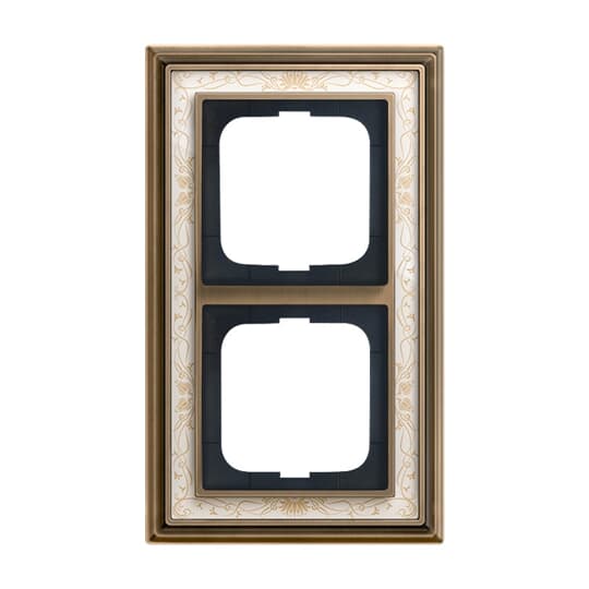 Cover frame 2-gang(s) antique brass decor ivory white - Busch-Dynasty