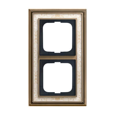 Cover frame 2-gang(s) antique brass decor ivory white - Busch-Dynasty