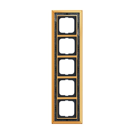 Cover frame 5-gang(s) polished brass decor anthracite - Busch-Dynasty – Görsel 3 / 5