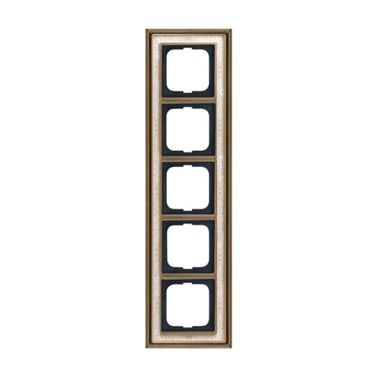 Cover frame 5-gang(s) antique brass decor ivory white - Busch-Dynasty – Görsel 3 / 5