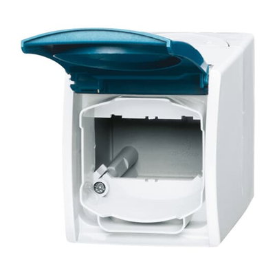 Housing with labelling field with Hinged Lid grey / blue-green - ocean
