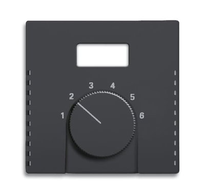 Cover plate with legend Characters 1 ... 6 for Thermostat Turn button black matt - Platform 63