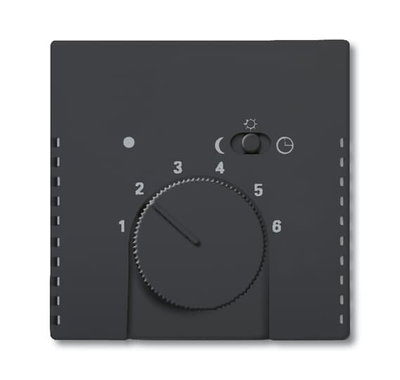 Cover plate with legend Characters 1 ... 6 for Thermostat Turn button black matt - Platform 63