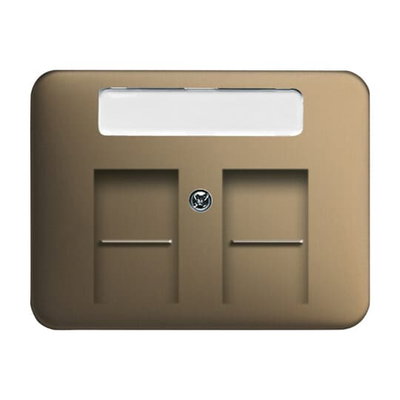 Cover plate with labelling field Modular Jack 2 gang bronze - alpha