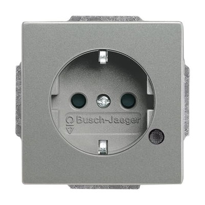 SCHUKO® socket insert Safety Shutter with LED Control light /Green grey metallic - Platform 63