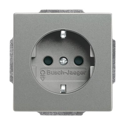 Busch-steplight® SCHUKO® socket insert Safety Shutter with LED Night light /White grey metallic - Platform 63