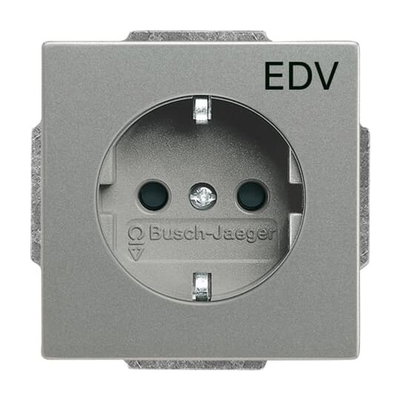 SCHUKO® Socket insert with legend EDV Safety Shutter grey metallic - Platform 63