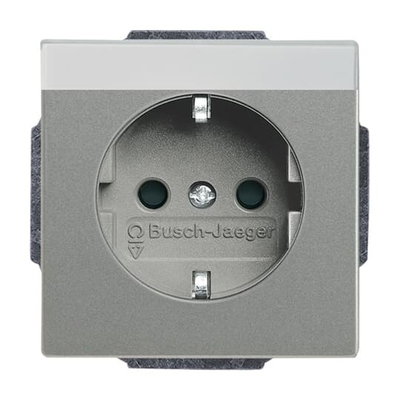 SCHUKO® Socket insert with labelling field Safety Shutter with label space grey metallic - Platform 63