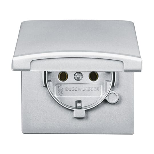 SCHUKO® socket insert with Hinged Lid aluminium silver - Allwetter 44 (IP 44)