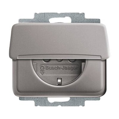 SCHUKO® socket insert with Hinged Lid platinum - alpha