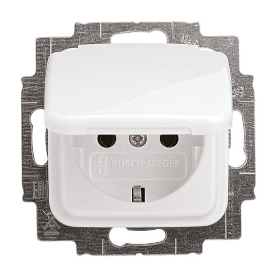 SCHUKO® socket insert with Hinged Lid alpine white - Reflex SI