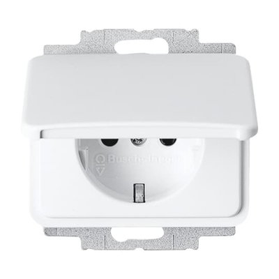 SCHUKO® socket insert with Hinged Lid studio white - alpha