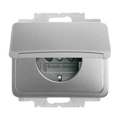 SCHUKO® socket insert with Hinged Lid titanium - alpha