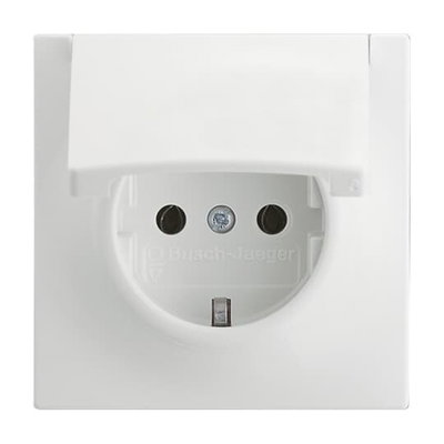 SCHUKO® socket insert with Hinged Lid studio white matt - impuls