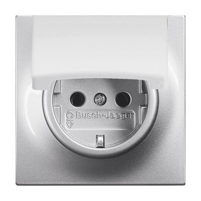 SCHUKO® socket insert with Hinged Lid aluminium silver - impuls