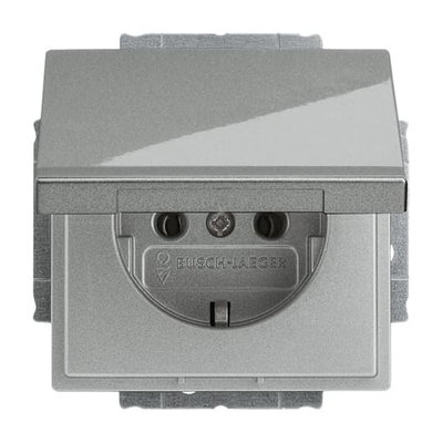 SCHUKO® socket insert with Hinged Lid grey metallic - Platform 63