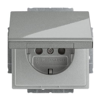 SCHUKO® socket insert Safety Shutter with Hinged Lid grey metallic - Platform 63