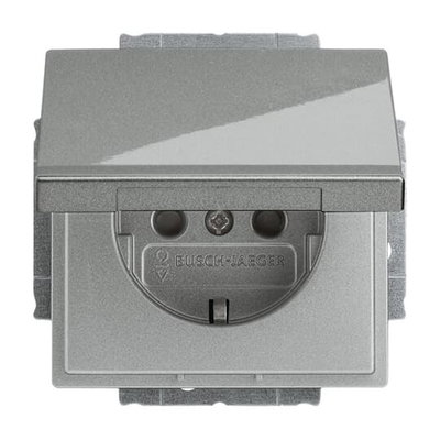 SCHUKO® socket insert Safety Shutter with Hinged Lid without claw grey metallic - Platform 63