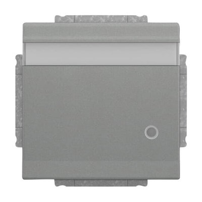 SCHUKO® socket insert Safety Shutter with LED Control light /Green with Hinged Lid with label space grey metallic - Platform 63